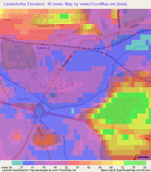 Lauktehnika,Latvia Elevation Map