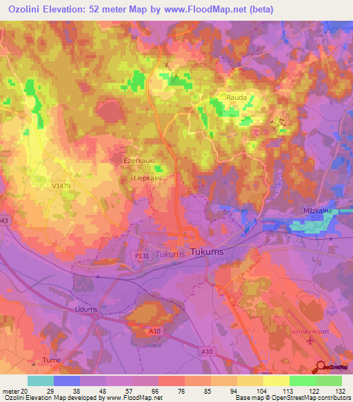 Ozolini,Latvia Elevation Map