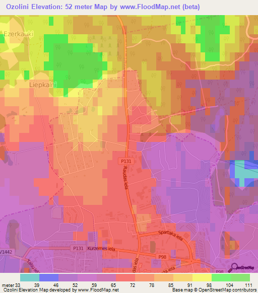 Ozolini,Latvia Elevation Map