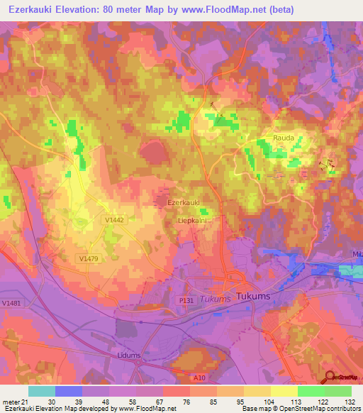 Ezerkauki,Latvia Elevation Map