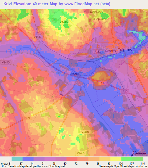 Krivi,Latvia Elevation Map