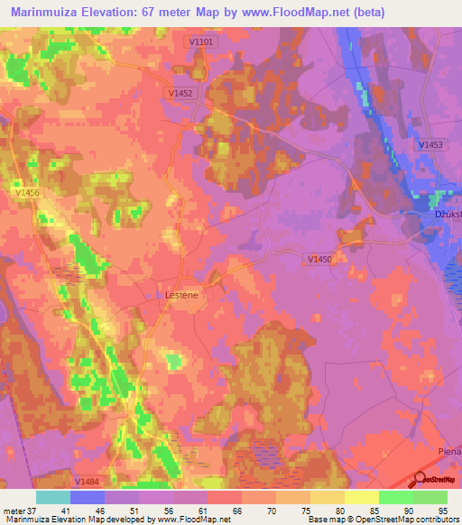 Marinmuiza,Latvia Elevation Map