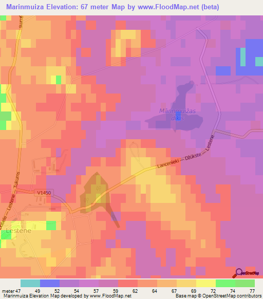 Marinmuiza,Latvia Elevation Map