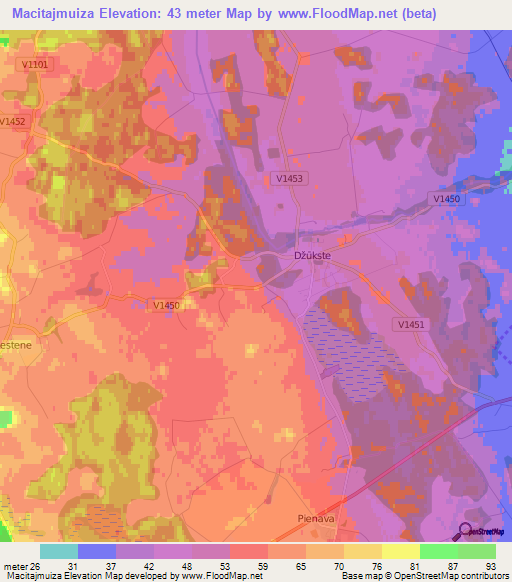 Macitajmuiza,Latvia Elevation Map