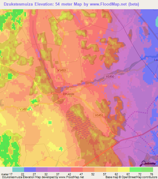 Dzukstesmuiza,Latvia Elevation Map