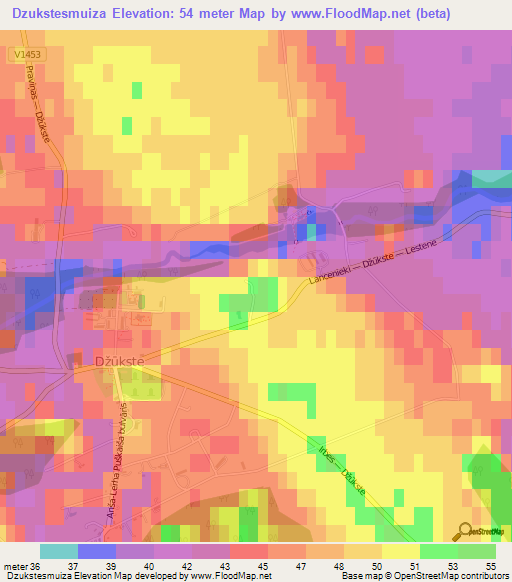 Dzukstesmuiza,Latvia Elevation Map