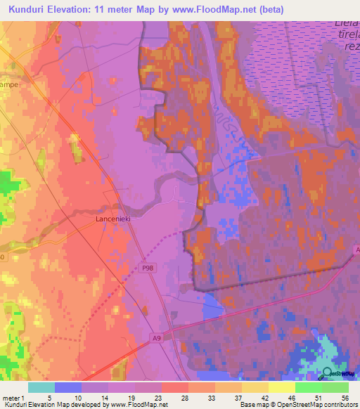 Kunduri,Latvia Elevation Map