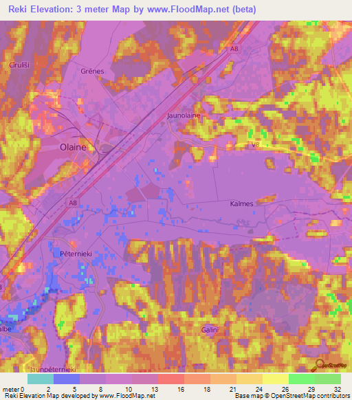 Reki,Latvia Elevation Map