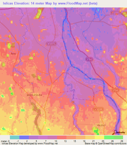 Islicas,Latvia Elevation Map