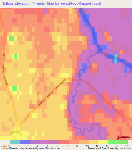 Islicas,Latvia Elevation Map