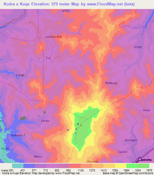 Kodra e Kuqe,Albania Elevation Map