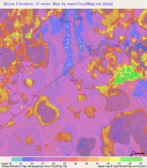 Birzes,Latvia Elevation Map