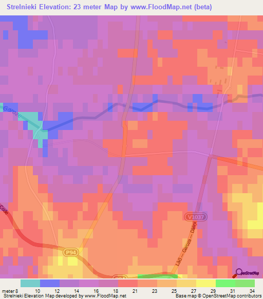 Strelnieki,Latvia Elevation Map