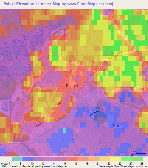 Balozi,Latvia Elevation Map