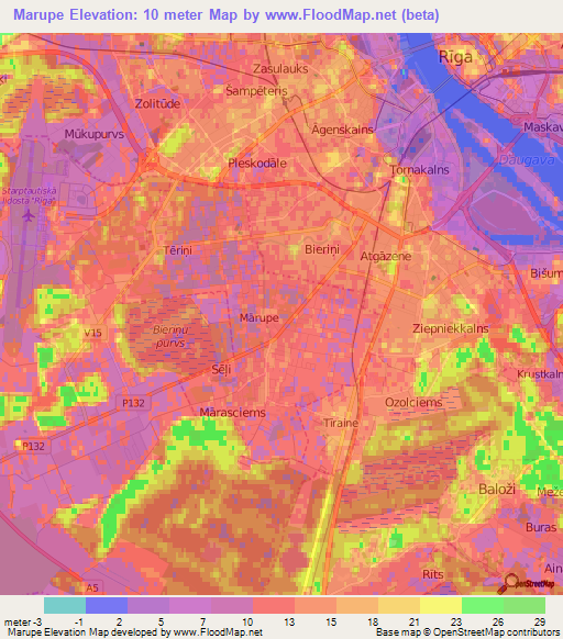 Marupe,Latvia Elevation Map