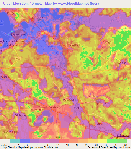 Ulupi,Latvia Elevation Map