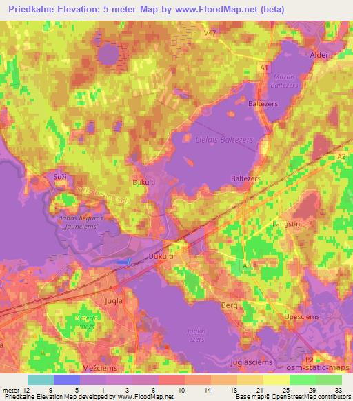 Priedkalne,Latvia Elevation Map