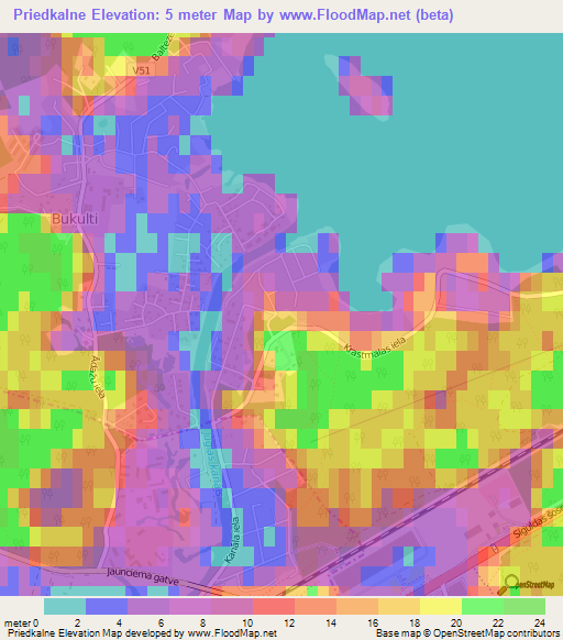 Priedkalne,Latvia Elevation Map