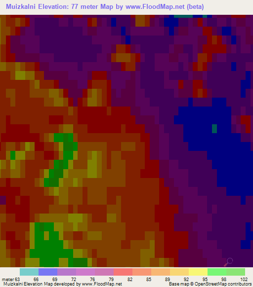 Muizkalni,Latvia Elevation Map