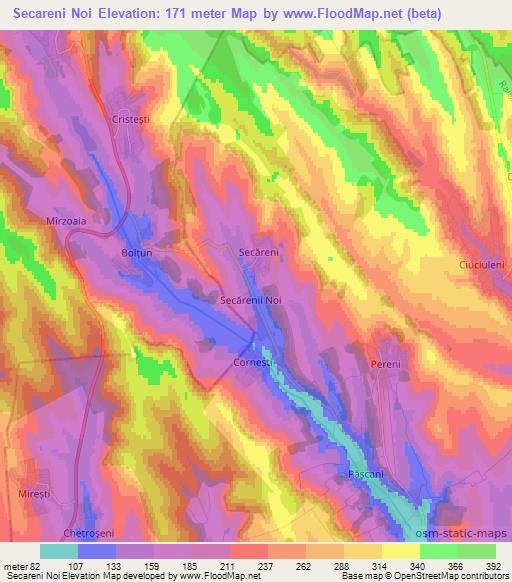 Secareni Noi,Moldova Elevation Map