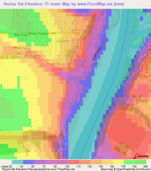 Rezina Sat,Moldova Elevation Map