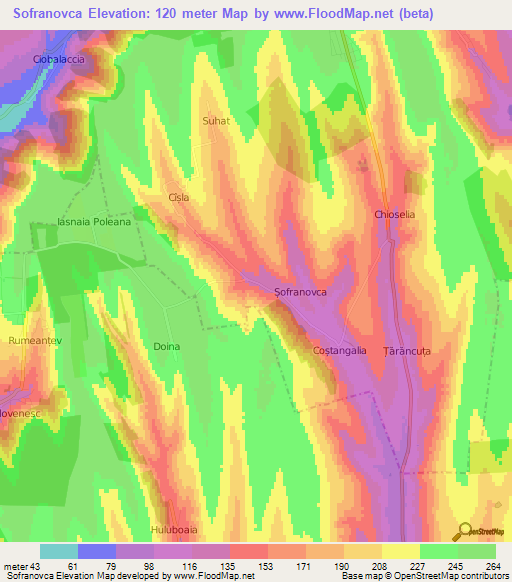 Sofranovca,Moldova Elevation Map