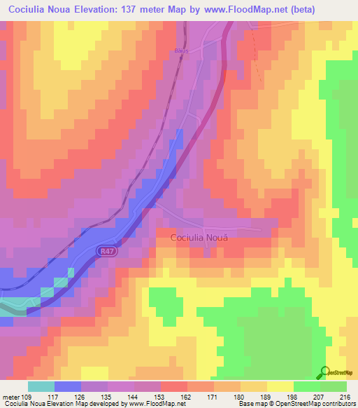 Cociulia Noua,Moldova Elevation Map