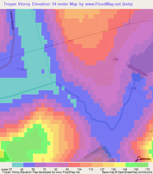 Troyan Vtoroy,Moldova Elevation Map