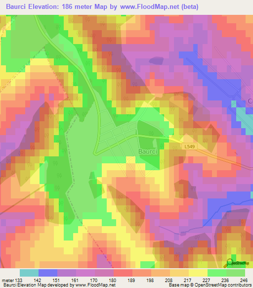 Baurci,Moldova Elevation Map