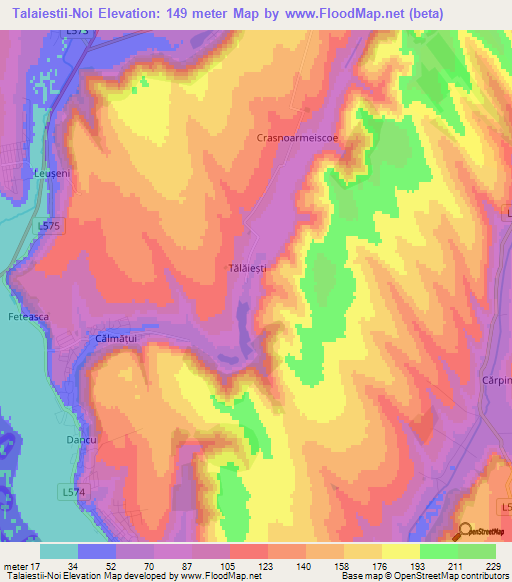 Talaiestii-Noi,Moldova Elevation Map