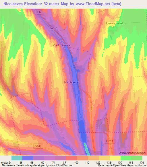 Nicolaevca,Moldova Elevation Map