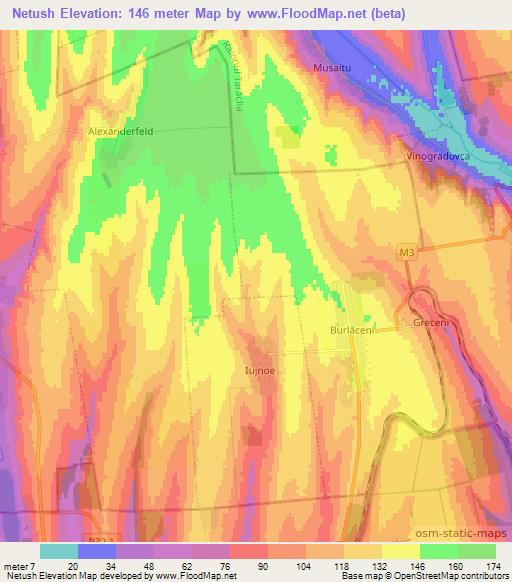 Netush,Moldova Elevation Map