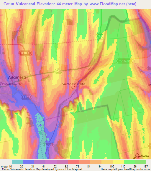 Catun Vulcanesti,Moldova Elevation Map