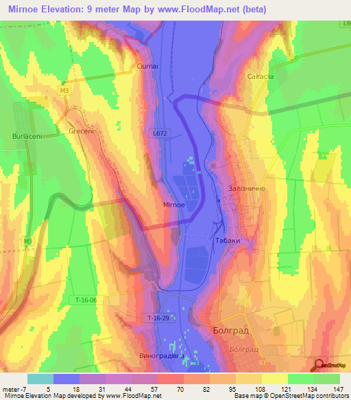 Mirnoe,Moldova Elevation Map