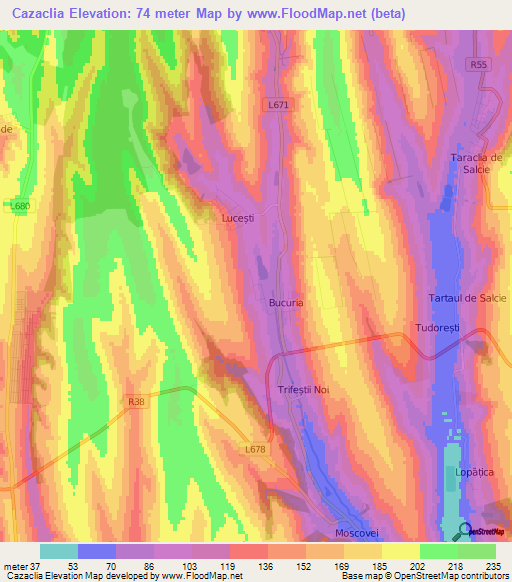 Cazaclia,Moldova Elevation Map