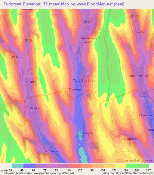 Tudoresti,Moldova Elevation Map