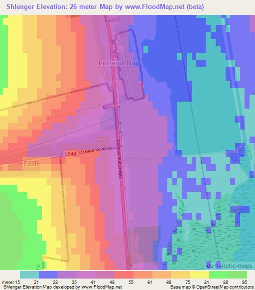 Shlenger,Moldova Elevation Map