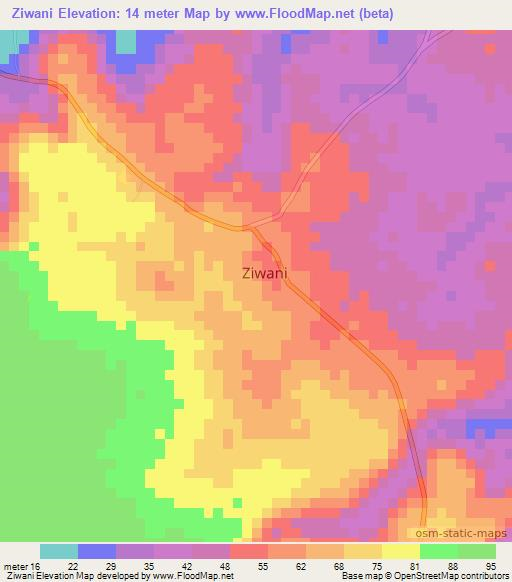 Ziwani,Tanzania Elevation Map