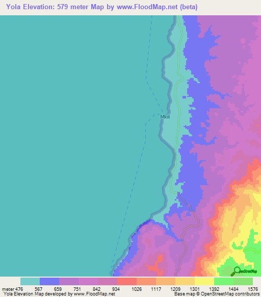 Yola,Tanzania Elevation Map