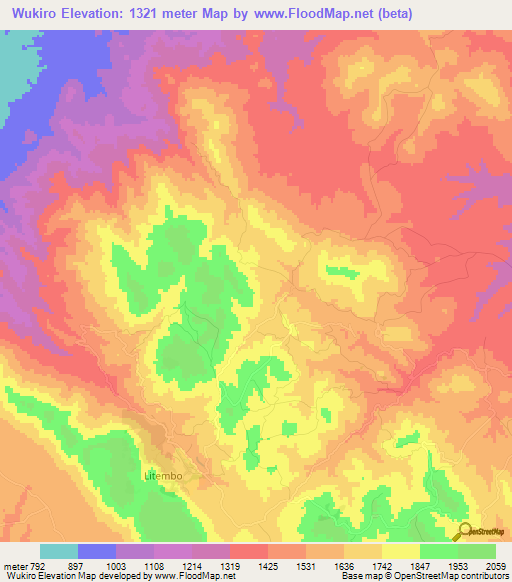 Wukiro,Tanzania Elevation Map