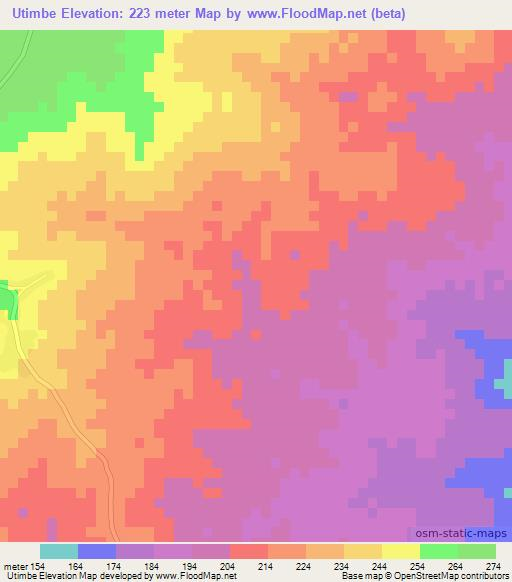 Utimbe,Tanzania Elevation Map