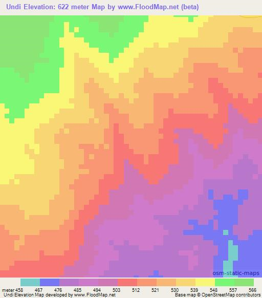 Undi,Tanzania Elevation Map