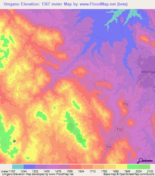 Umgano,Tanzania Elevation Map