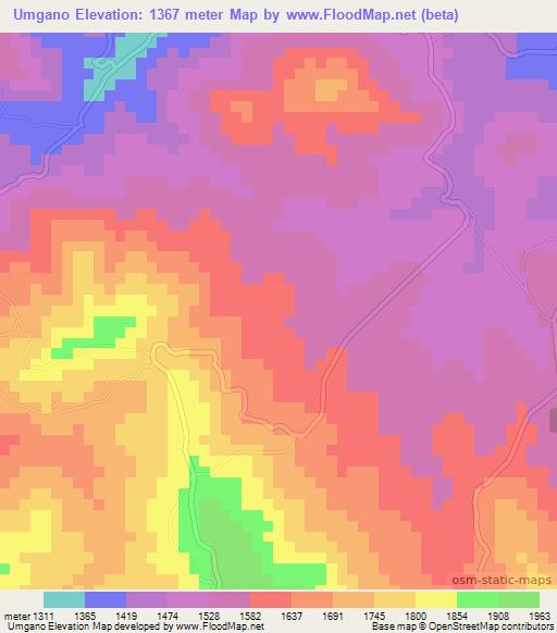 Umgano,Tanzania Elevation Map