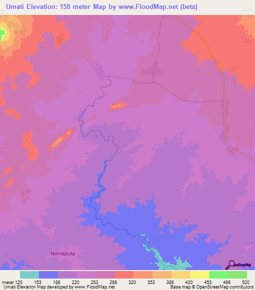 Umati,Tanzania Elevation Map