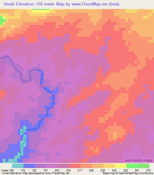 Umati,Tanzania Elevation Map