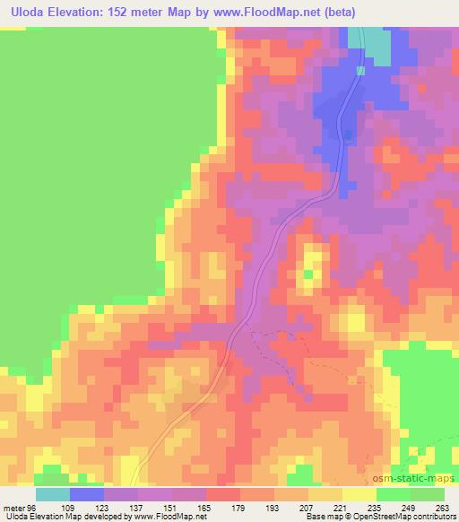 Uloda,Tanzania Elevation Map