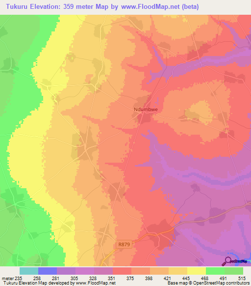 Tukuru,Tanzania Elevation Map