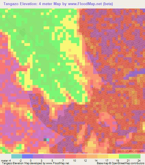 Tangazo,Tanzania Elevation Map