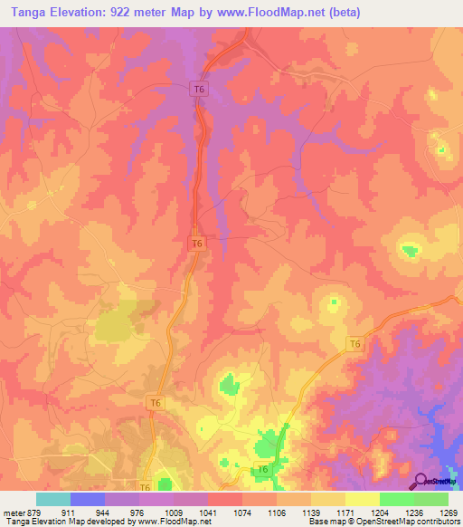 Tanga,Tanzania Elevation Map